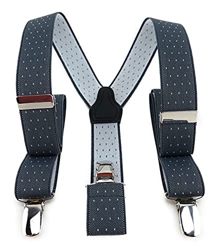 TigerTie Kinder Hosenträger in Y-Form mit 3 extra starken Clips - Farbe in anthrazit grau silber gepunktet - hochwertige Verarbeitung - Breite 25 mm TigerTie Kinder Hosenträger in Y-Form mit 3 extra starken Clips - Farbe in anthrazit grau silber gepunktet - hochwertige Verarbeitung - Breite 25 mm von TigerTie
