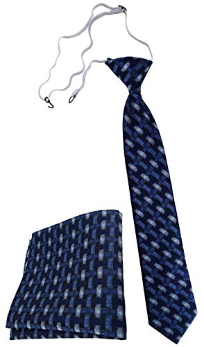 TigerTie Kinderkrawatte Einstecktuch in blau marine dunkelblau - Motiv Flechtmuster - vorgebunden mit Gummizug von TigerTie