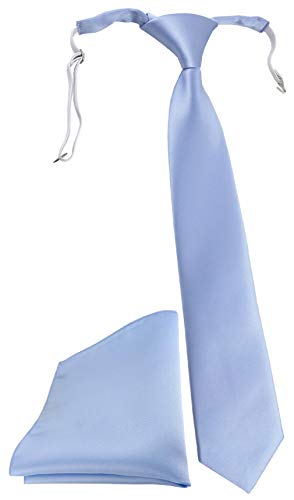 TigerTie Kinderkrawatte Einstecktuch in hellblau einfarbig Uni - vorgebundener Knoten (fest vernäht) mit Gummizug von TigerTie