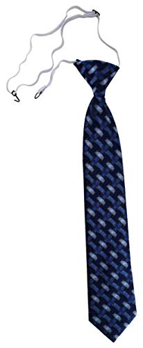 TigerTie Kinderkrawatte in blau marine dunkelblau - Motiv Flechtmuster - Kindersicherheitskrawatte vorgebunden mit Gummizug von TigerTie