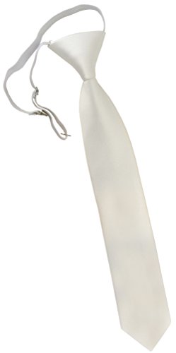 TigerTie Kinderkrawatte in cremeweiss Uni - Krawatte vorgebunden mit Gummizug von TigerTie
