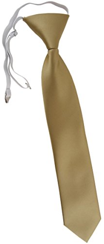 TigerTie Kinderkrawatte in dunkelgold Uni - Krawatte vorgebunden mit Gummizug von TigerTie