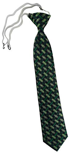 TigerTie Kinderkrawatte in grün grasgrün tannengrün schwarz - Motiv Flechtmuster - Kindersicherheitskrawatte vorgebunden mit Gummizug von TigerTie