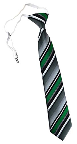 TigerTie Kinderkrawatte in grün silber grau weiss gestreift - Krawatte vorgebunden mit Gummizug von TigerTie