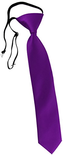 TigerTie Kinderkrawatte in lila Uni - Krawatte vorgebunden mit Gummizug von TigerTie