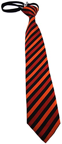TigerTie Kinderkrawatte in orange schwarz gestreift - Krawatte vorgebunden mit Gummizug von TigerTie