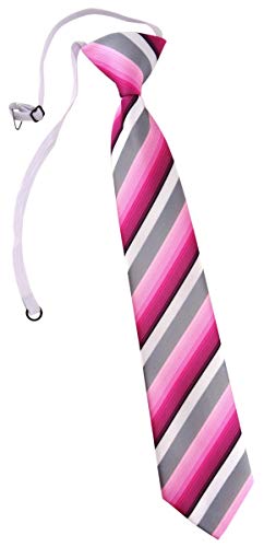 TigerTie Kinderkrawatte in rosa pink grau weiss gestreift - Krawatte vorgebunden mit Gummizug von TigerTie