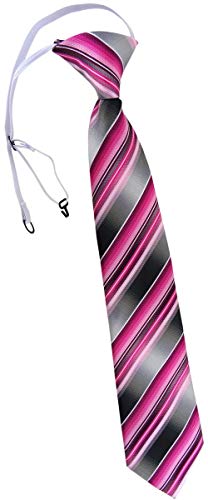 TigerTie Kinderkrawatte in rosa pink magenta anthrazit silber grau gestreift - Krawatte vorgebunden mit Gummizug von TigerTie