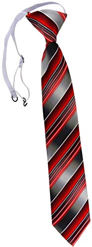 TigerTie Kinderkrawatte in rot verkehrsrot anthrazit silber grau gestreift - Krawatte vorgebunden mit Gummizug von TigerTie