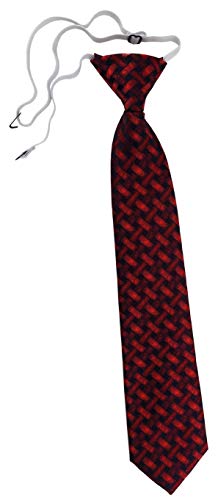 TigerTie Kinderkrawatte in rot weinrot schwarz - Motiv Flechtmuster - Kindersicherheitskrawatte vorgebunden mit Gummizug von TigerTie