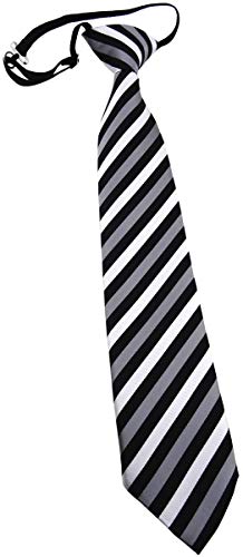TigerTie Kinderkrawatte in silber grau schwarz gestreift - Krawatte vorgebunden mit Gummizug von TigerTie
