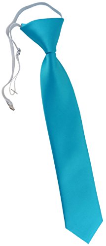 TigerTie Kinderkrawatte in türkis Uni - Krawatte vorgebunden mit Gummizug von TigerTie