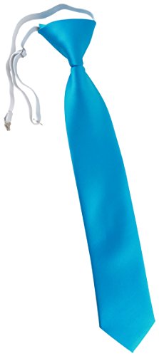 TigerTie Kinderkrawatte in türkisblau Uni - Krawatte vorgebunden mit Gummizug von TigerTie