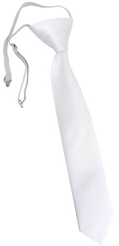 TigerTie Kinderkrawatte in weiss Uni - Krawatte vorgebunden mit Gummizug von TigerTie