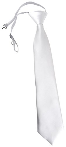 TigerTie Kinderkrawatte weiss Uni - Krawatte vorgebunden mit Gummizug von TigerTie