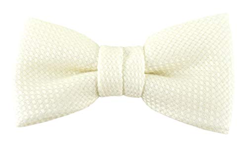 TigerTie Kleinkinder Baby Fliege Pique in creme gemustert, 100% Baumwolle, vorgebundene Schleife mit Sichtband - 20 bis 32 cm Halsumfang verstellbar + Aufbewahrungsbox von TigerTie