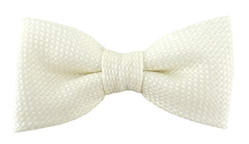 TigerTie Kleinkinder Baby Fliege Pique in creme gemustert 100% Baumwolle, vorgebundene Schleife mit Gummizug 24 bis 38 cm Halsumfang verstellbar + Aufbewahrungsbox von TigerTie