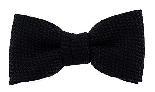 TigerTie Kleinkinder Baby Fliege Pique in schwarz gemustert, 100% Baumwolle, vorgebundene Schleife mit Sichtband - 20 bis 32 cm Halsumfang verstellbar + Aufbewahrungsbox von TigerTie