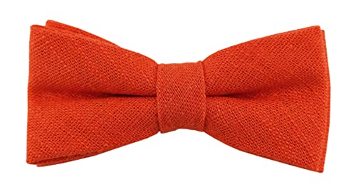 TigerTie - Kleinkinder Baby Fliege in blutorange Uni einfarbig mit Gummizug 24 bis 39 cm Halsumfang verstellbar, 100% Leinen + Aufbewahrungsbox von TigerTie