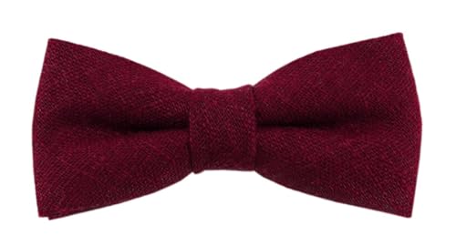 TigerTie - Kleinkinder Baby Fliege in bordeaux Uni einfarbig mit Gummizug 24 bis 39 cm Halsumfang verstellbar, 100% Leinen + Aufbewahrungsbox von TigerTie