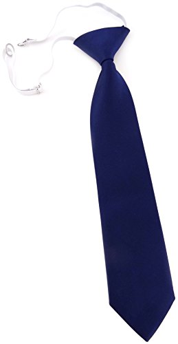 TigerTie Kleinkinder Kinderkrawatte in blau marine dunkelblau Uni - vorgebunden mit Gummizug von TigerTie