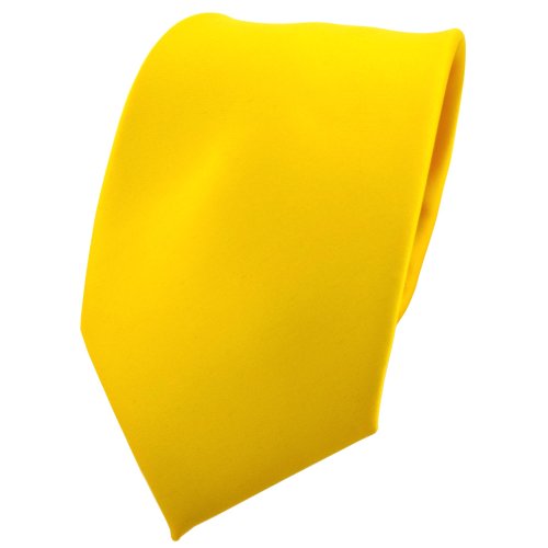 TigerTie Herren Krawatte – Klassische 8 cm Satin-Krawatte in gelb verkehrsgelb knallgelb einfarbigem Design, ideal für Geschäftstermine, festliche Anlässe und die Freizeit von TigerTie