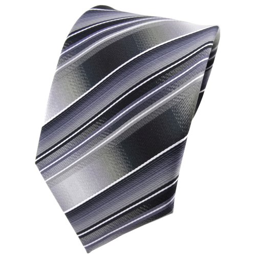 TigerTie Designer Krawatte in grau silber anthrazit hellgrau gestreift - Tie Binder von TigerTie
