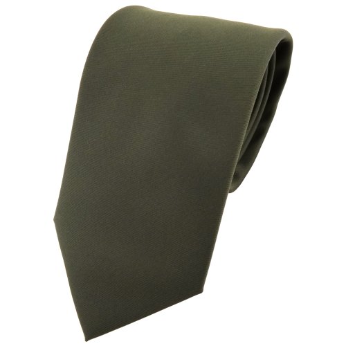 TigerTie Krawatte in grün dunkelgrün oliv einfarbig Uni - Tie Binder von TigerTie