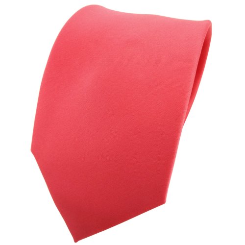 TigerTie Designer Satin Krawatte in rot rosé lachsrot einfarbig uni von TigerTie