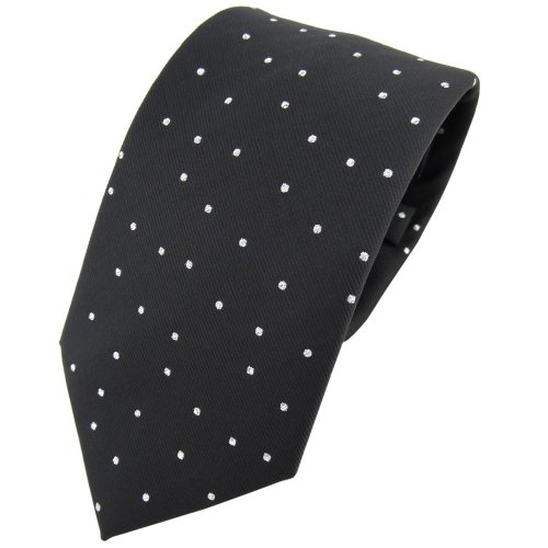 TigerTie Krawatte in schwarz silber gepunktet mit Glitzer - Tie Binder von TigerTie