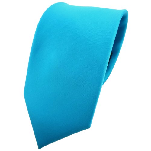 TigerTie Herren Krawatte – Klassische 8 cm Satin-Krawatte in türkis türkisblau wasserblau einfarbigem Design, ideal für Geschäftstermine, festliche Anlässe und die Freizeit von TigerTie