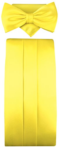TigerTie Kummerbund + Einstecktuch + Fliege in gelb zitronengelb - 100% reine Seide Schärpe Leibbinde TigerTie Kummerbund + Einstecktuch + Fliege in gelb zitronengelb - 100% reine Seide Schärpe Leibbinde von TigerTie
