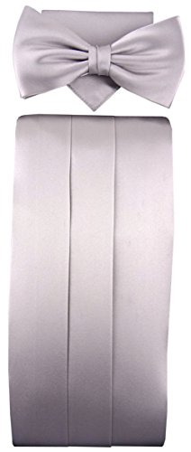 TigerTie Kummerbund + Einstecktuch + Fliege in grau silber - 100% reine Seide Schärpe Leibbinde TigerTie Kummerbund + Einstecktuch + Fliege in grau silber - 100% reine Seide Schärpe Leibbinde von TigerTie