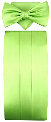 TigerTie Kummerbund + Einstecktuch + Fliege in hellgrün - 100% reine Seide Schärpe Leibbinde von TigerTie