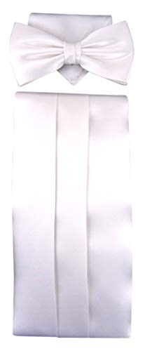 TigerTie Kummerbund + Einstecktuch + Fliege in weiß - Seide Schärpe Leibbinde TigerTie Kummerbund + Einstecktuch + Fliege in weiß - Seide Schärpe Leibbinde von TigerTie