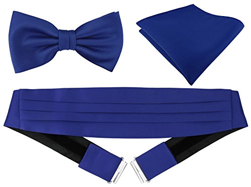 TigerTie Kummerbund Einstecktuch Satin Fliege in dunkelblau - Schärpe Leibbinde von TigerTie