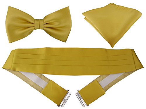 TigerTie Kummerbund Einstecktuch Satin Fliege in gold - Schärpe Leibbinde von TigerTie