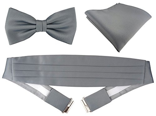 TigerTie Kummerbund Einstecktuch Satin Fliege in grau - Schärpe Leibbinde TigerTie Kummerbund Einstecktuch Satin Fliege in grau - Schärpe Leibbinde von TigerTie