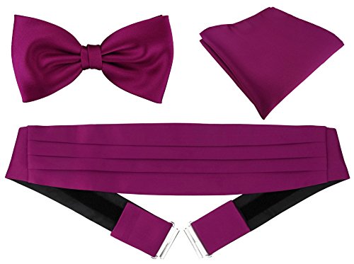 TigerTie Kummerbund Einstecktuch Satin Fliege in magenta - Schärpe Leibbinde von TigerTie