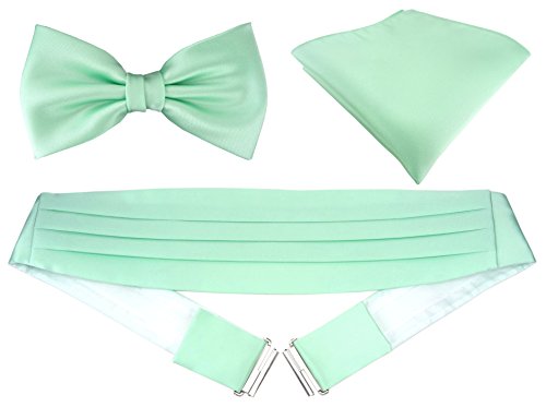 TigerTie Kummerbund Einstecktuch Satin Fliege in mint - Schärpe Leibbinde von TigerTie