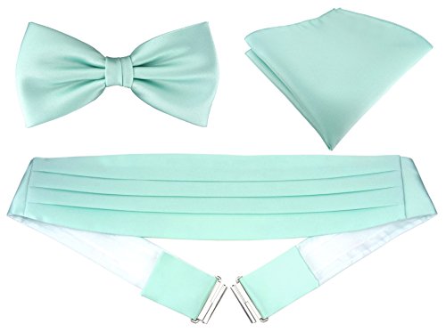 TigerTie Kummerbund Einstecktuch Satin Fliege in mint grün - Schärpe Leibbinde von TigerTie