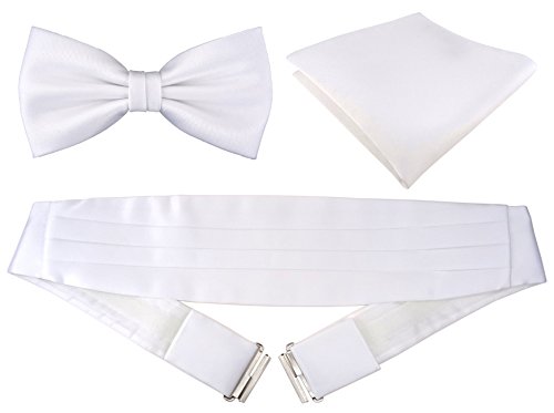 TigerTie Kummerbund Einstecktuch Satin Fliege in weiss - Schärpe Leibbinde TigerTie Kummerbund Einstecktuch Satin Fliege in weiss - Schärpe Leibbinde von TigerTie