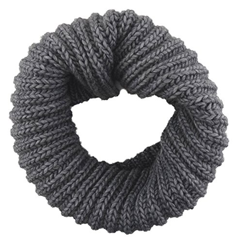 TigerTie Loop Schal anthrazit einfarbig - Rundschal Grobstick Rippen-Optik von TigerTie