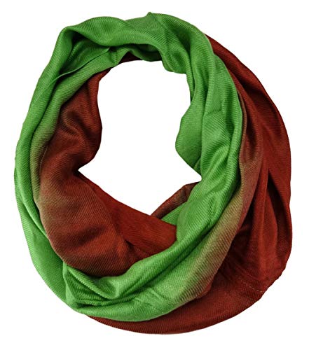 TigerTie Loop Schal in grün rot - 160 x 70 cm (Umfang)- Rundschal von TigerTie