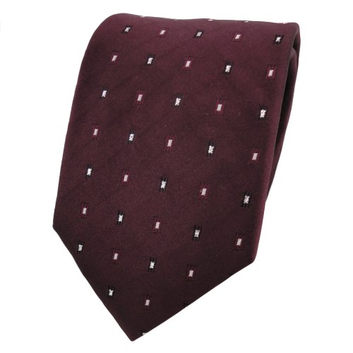 TigerTie Lurex Designer Seidenkrawatte in rot bordeaux silber gepunktet von TigerTie