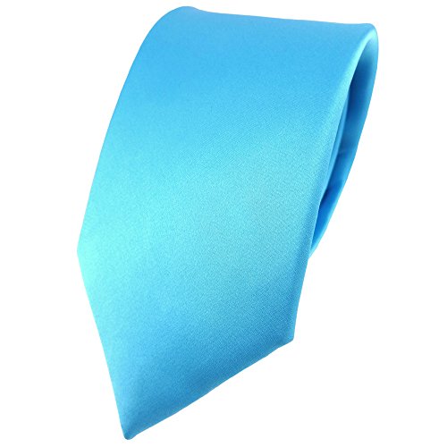 TigerTie Modische Satin Seidenkrawatte in türkis einfarbig Uni - Krawatte 100% Seide von TigerTie