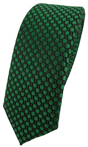 TigerTie Modische schmale Designer Krawatte in grün dunkelgrün gepunktet von TigerTie