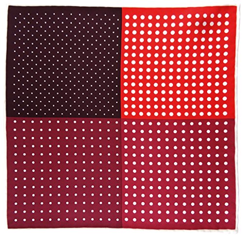 TigerTie Multi Einstecktuch in rot weinrot bordeaux verkehrsrot weiss gepunktet - 100% Seide von TigerTie