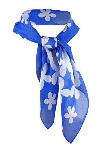 TigerTie Nickituch Chiffon blau weiss mit Blumenmuster - Gr. 50 x 50 cm - Tuch Halstuch von TigerTie