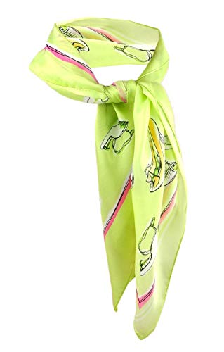 TigerTie Nickituch Chiffon in grün pink orange weissgrau Schuhmotive - Größe 50 x 50 cm von TigerTie